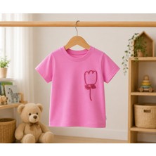 Tuffy Kız Bebek Pembe Lale Cepli Kısa Kollu T-Shirt