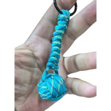 Moonparacord Paracord Maymun Yumruğu Anahtarlık  Turkuaz Renk Mor-Sarı Şerit