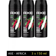 MiraLive 3 Adet Axe Africa Erkek Deodorant Sprey 150 ml