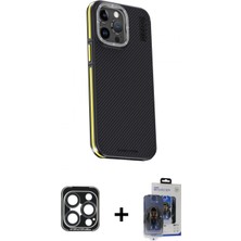 Pileli Store Pilelistore™ iPhone 15 Pro Max Kılıf Kıvılcım Modern Özel Seri - Siyah Vanessa Magic Cam + Pvd Metal Kamera Lens - Lt