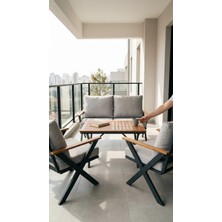 Demharis Rattan Lüks Bahçe Oturma Takımı Katlanır Sandalyeli Masalı Balkon Seti