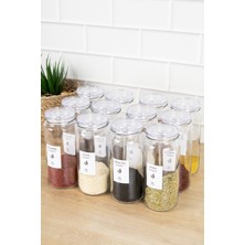 DNS Home 12'li Cam Baharatlık Seti Baharat Etiketli Saklama Kabı Kavanoz Seti Baharatlık 500 ml