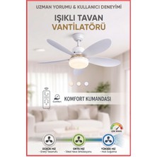 İlhay Ayarlanabilir Sessiz Çalışma 5 Fan Kanat ve Işıklı Uzaktan Kumandalı Düşük Enerji Tüketimi Tavan Tipi Vantilatör