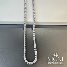 Eco Port Rodyum 3 mm Zirkon Taşlı Pirinç Kolyeler 40+5 cm Uzatma Payı - KL0078