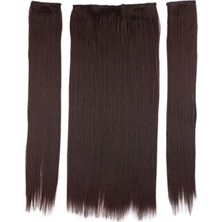 MiraLive Fiber Sentetik Düz Yarım Ay + 2 Yan Çıt Çıt - Koyu Kahve