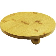 MiraLive Yuvarlak 24.5cm 3 Mini Top Ayaklı Ahşap Bambu Sunum Tepsisi - Mini Sofra (4887)