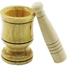 MiraLive Küçük Boy  Ahşap Havan Sarımsak Dövecek Ç: 6cm--D: 4cm--Y: 8.8cm Fileli Ambalaj (4887)