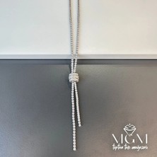 Eco Port Rodyum 2 mm Zirkon Taşlı Pirinç Kolyeler 48+5 cm Uzatma Payı - KL0087