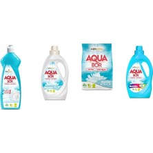 Aquabor Doğal Mineralli Elde Bulaşık + Sıvı Beyaz  + 4 kg Beyaz + Sıvı Renkliler 4 Lü Set