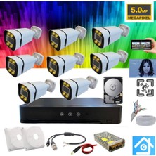Grifin Soft 5mp 1440P Warm LED Gece Renkli 8 Kameralı 500GB Harddisk Dahil Ahd Güvenlik Kamerası Seti - ST-58500T