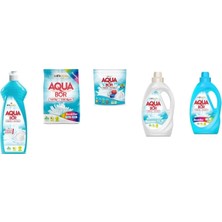 Aquabor Doğal Mineralli Elde Bulaşık + 4 kg Renkliler + Tablet + Sıvı Beyaz + Sıvı Renkliler 5 Li Set