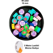 MiraLive 90 Adet 10 mm Polimer Kil Fimo Boncuk Takı Bileklik + 5 Metre Lastikli Misina Hediye - Deniz Temalı