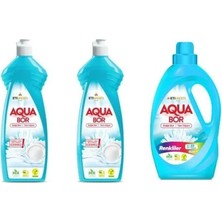 Aquabor Doğal Mineralli Bulaşık + Bulaşık + Sıvı Renkliler Set