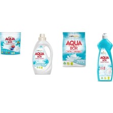 Boron Aquabor Doğal Mineralli Tablet + Sıvı Beyaz + 4 kg Beyaz + Elde Bulaşık 4 Lü Set