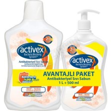 Activex Antibakteriyel Sıvı Sabun Aktif 1 lt + 500 ml Hediye Kokusuz Etkili Temizlik