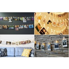 Kuzgun Ticaret 10'lu LED Işıklı Fotoğraf Mandalları ( Lisinya )