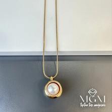 Eco Port Inci Taşlı Zincir Çelik Uç Kısmı Pirinç Kolyeler 40 + 5 cm Uzatma Payı - KL0114