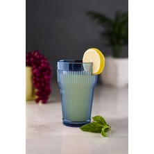 Bezos Akrilik Lacivert Tekli Uzun Bardak & Su Meşrubat Bardağı 400 ml ( Cam Değildir )