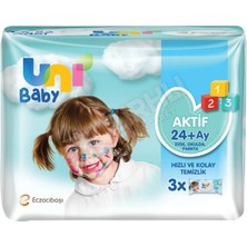 2 Adet Uni Baby Islak Havlu Aktif 3 x 52'li