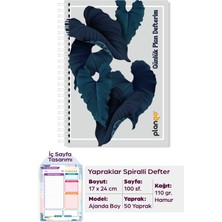 Plango Yapraklar Spiralli Günlük Planlama Defteri - 100 Sayfa - 17X24 Planlayıcı Defter