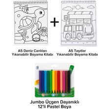 The Monarch Co Jumbo Üçgen Pastel Boya 12'li ve Yıkanabilir Sihirli Boyama Kitabı Seti - Okul Öncesi Eğitici Çocuk Aktivite Seti
