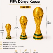 3'lü Fıfa Dünya Kupası Kupa Seti 10 cm - 15 cm - 25 cm | 3D Baskı Dekoratif Kupa Hediyelik