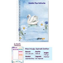 Plango Mavi Kuğu Spiralli Günlük Planlama Defteri - 100 Sayfa - 17X24 Planlayıcı Defter