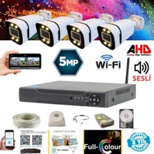 Grifin Soft 4 Kameralı Wıfı Özellikli 5mp Işıklı Gece Renkli Sesli 3 Tb HDD Dahil Ahd Güvenlik Seti- ST-5430WS