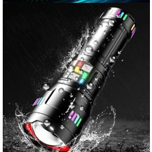 Kuzgun Ticaret Pro F-3002 Alüminyum Tg LED Gece Şeritli Type-C Şarjlı El Feneri ( Lisinya )