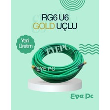 Eyepc Gold Uçlu 30 Metre 30 mt Uydu Çanak Anten Kablosu Yeşil Dış Ortam Uygun Rg6 U6 Kalın Kablo