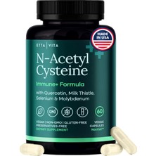 Etta Vita N-Acetyl Cysteine Liver Detox Cleanse - N.a.c 600MG 60 Veg Capsul Quercetin,milk Thistle,molybdenum Selenium.