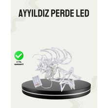 Kuzgun Ticaret Prizli Yıldız Ay Perde LED Işık Ev ve Organizasyon Dekoru - Lisinya