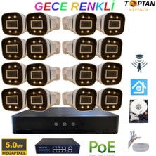 Grifin Soft 5mp 1440P Warm LED 16 Kameralı 1tb Harddisk Dahil Ip Poe Güvenlik Kamerası Seti - ST-5161TBW