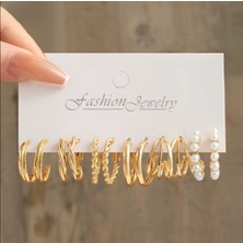 Trendy Chic Altı Çift Gold Halka Küpe