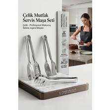 Transformacion Profesyonel 3'lü Paslanmaz Çelik Servis Maşa Seti | Makarna, Salata, Izgara ve Pasta Için Çok Amaçlı Mutfak Seti