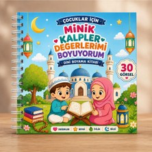 Z&R Craft Minik Kalpler Değerlerimi Boyuyorum Dini Boyama Kitabı - Çocuklar Için Eğitici Dini Boyama Kitabı- 21*21 Şeffaf Spiral - 30 Görsel - 30 Yaprak