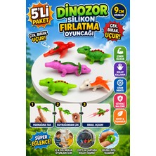 Eneci 5 Adet Dinozor Silikon Rahatlatıcı Fırlatma Oyunu Stres Oyuncağı 9 cm