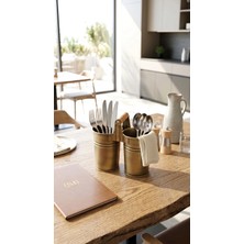 Home GreyfurtArt İkiz Uzun Gold Sarı Renk Kalemlik Kaşıklık Peçetelik Kafe Restoran Tipi Dekoratif Eşya