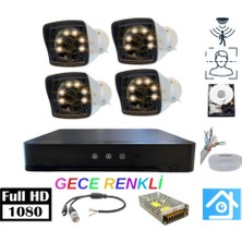 Grifin Soft 5mp Lens 2mp 1080P Warm LED 4 Kameralı 250GB Harddisk Dahil Güvenlik Kamerası Seti - ST-24250W