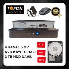 Grifin Soft 4 Kanal 5 Mp Nvr Ip Kamera Kayıt Cihazı 3 Tb Harddisk Dahil