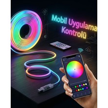 Kuzgun Ticaret Akıllı Rgb LED Neon Şerit Işık 3m USB Bağlantılı Uzaktan Kumanda ve Mobil Uygulama Kontrolü - Lisinya