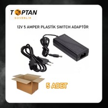 Grifin Soft 12V 5 Amper Plastik Swıtch Adaptör Güvenlik Kamerası Adaptörü 5 Adet