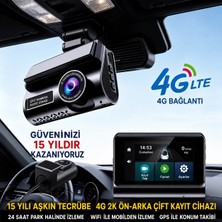 Azurtech 4g Lte Araç Kamerası 1296P Hd Ön ve Arka Kamera Gps Takip Uzaktan Canlı Izleme Gece Görüşlü Dash Cam