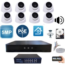 Grifin Soft Arna 5 Mp 1440P Ip Poe 8 Kameralı 250 GB Harddisk Dahil Iç Mekan Güvenlik Kamera Seti - ST582501