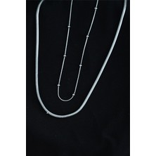 Kuzgun Ticaret Paslanmaz Çelik Snake ve Dorika Model Kombin Kolye - 6521201121-1923