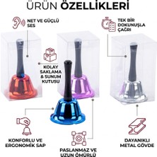 Hanedanev Parlak Renkli Metal Resepsiyon Çanı El Zili - Okul, Ofis, Masa ve Etkinlik Çağrı Çanı 1 Adet