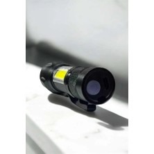 Alkasaz Şarjlı Metal Zoomlu El Feneri Işıldak LED Işık Taşınabilir El Lambası