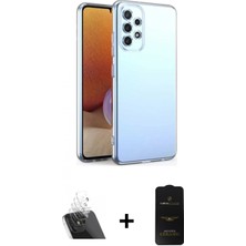 Pileli Store Pilelistore™ Galaxy A32 Kılıf Zirve Doku - Siyah 6d Antistatik Mat Seramik Hayalet Nano Ekran Koruyucu + Kamera Lens Koruma Cam - Sf