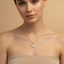 Stil Incisi/xupıng Jewelry Kalp Zirkon Taşlı Kolye