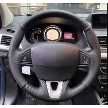 Stilix Garage Fluence -Megane 3-Scenic Uyumlu Araca Özel Direksiyon Kılıfı Karbon Noktalı